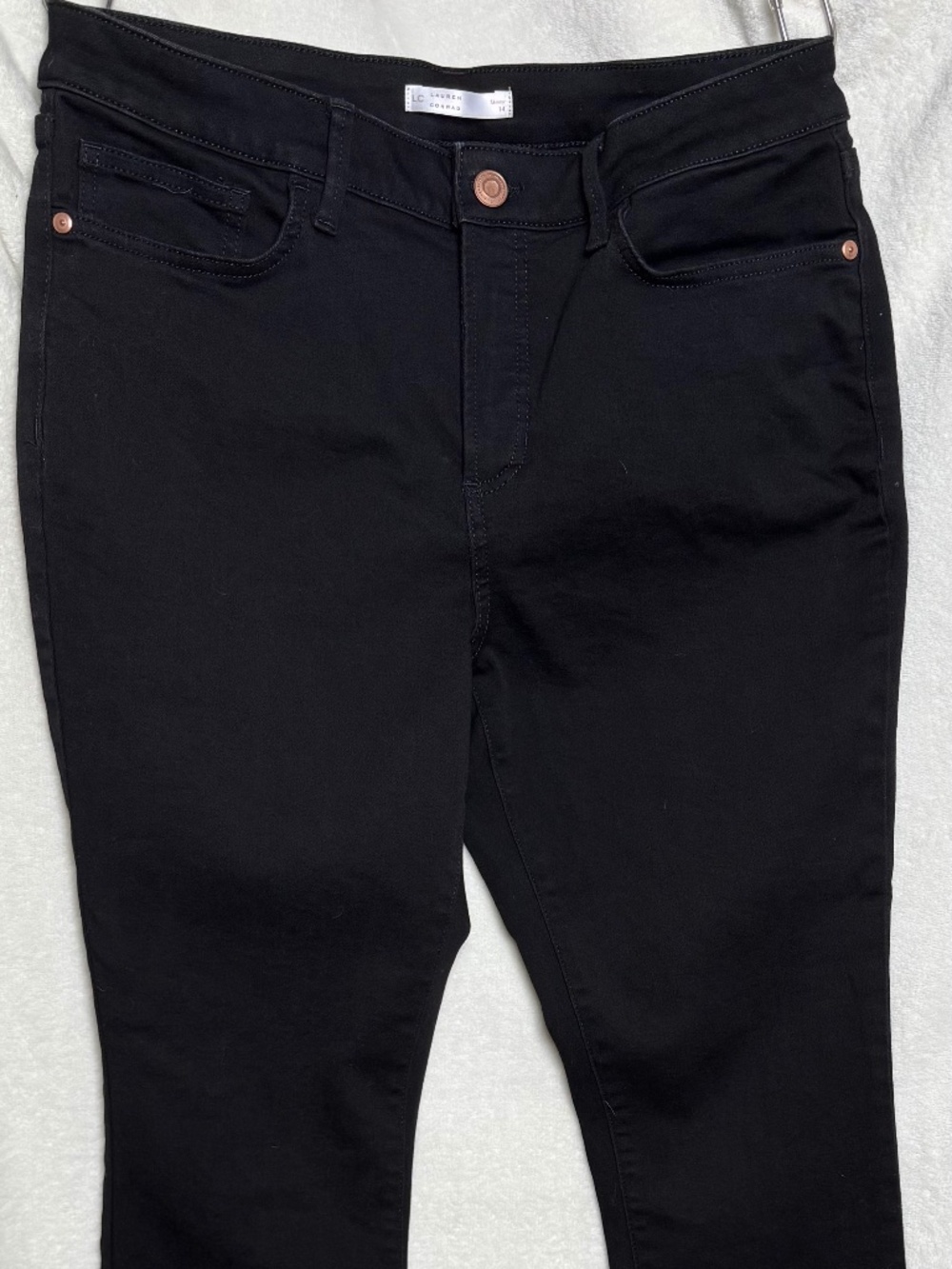 LC Lauren Conrad Black Skinny Jeans Women’s Size 14 Stretch Denim Mid Rise